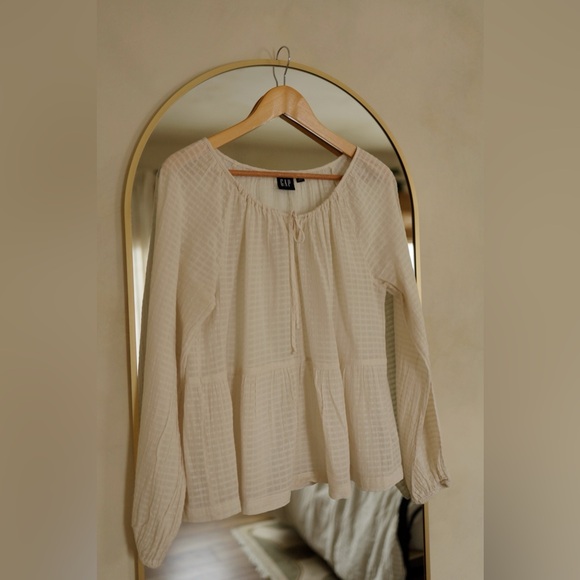 Cotton Cream Peasant Blouse - Picture 3 of 6